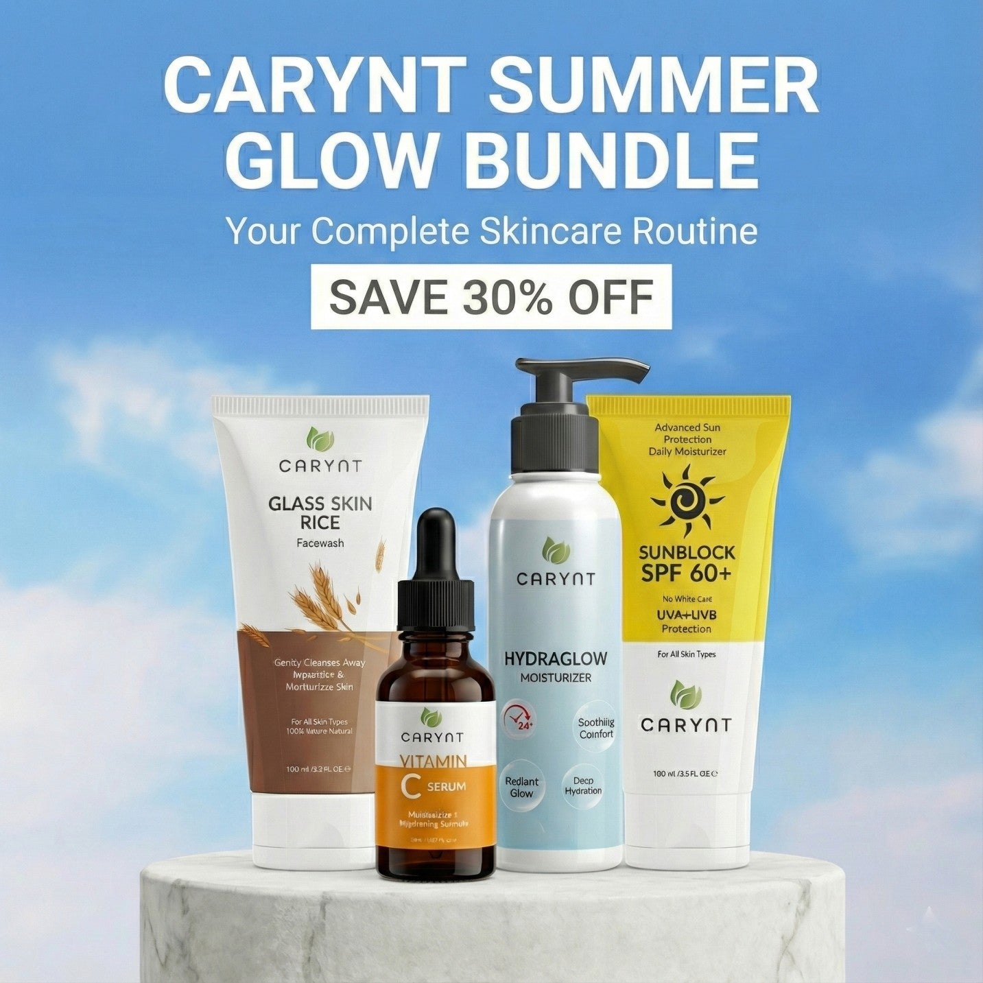 Carynt Winter Glow Bundle – Complete 4-Step Glass Skin Routine