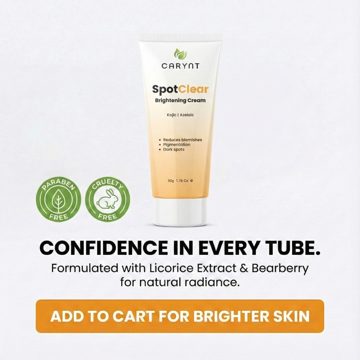 SpotClear Brightening Cream: Kojic Acid, Azelaic Acid & Retinol (50g)