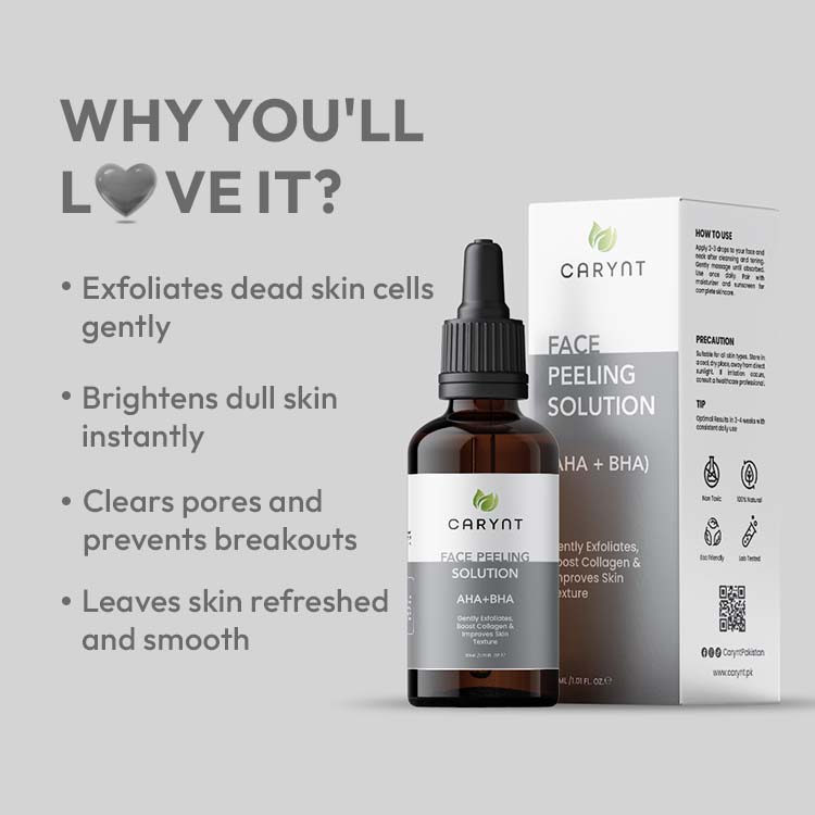 AHA + BHA Face Peeling Solution – Exfoliates & Improves Skin Texture - 30ml